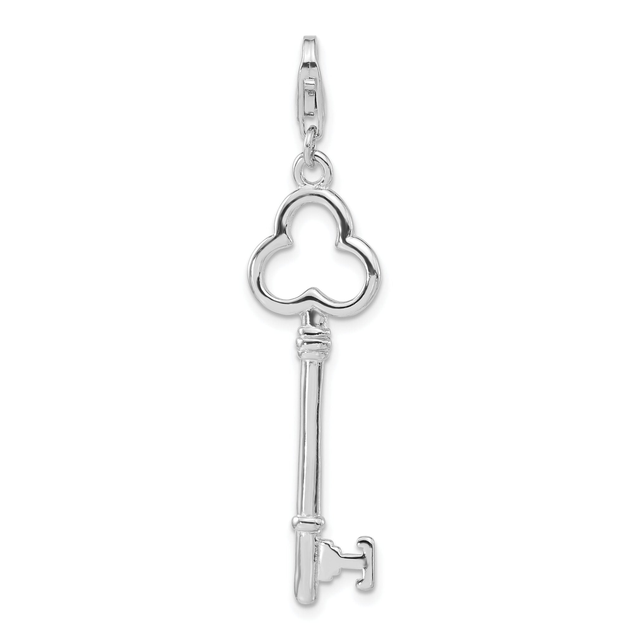 Sophia Jewelers Women's Polished Sterling Silver Key Charm with Rhodium Plating Main image