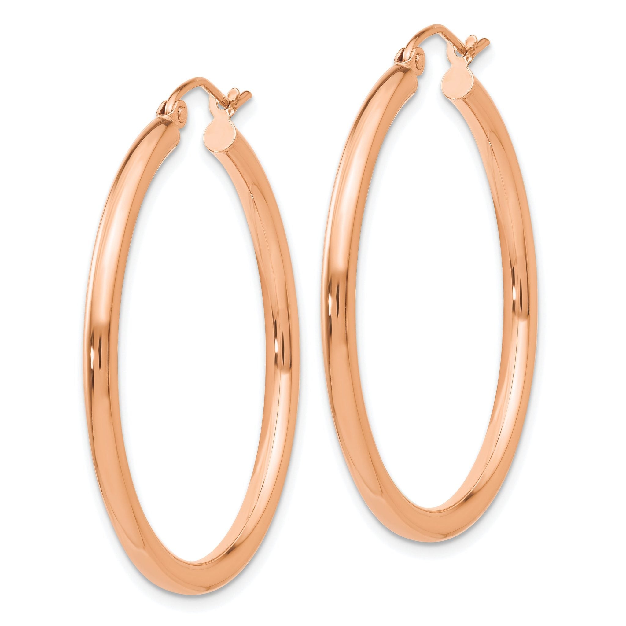 14k Rose Gold Polished 2.5mm Lightweight Tube Hoop Earrings Secondary image