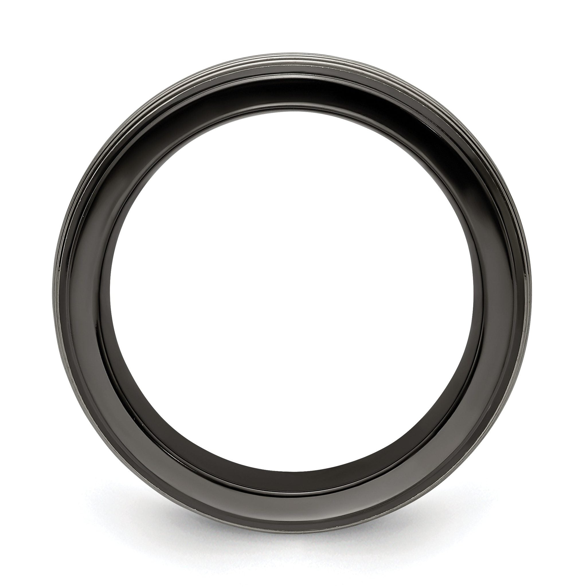 Titanium Wedding Band with Grooved Step Edge Polished Finish Secondary image