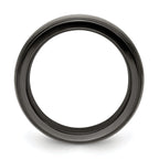 Titanium Wedding Band with Grooved Step Edge Polished Finish