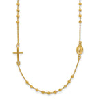 14K Gold Polished Rosary Necklace with Cross  Elegant Women's Faith Symbol