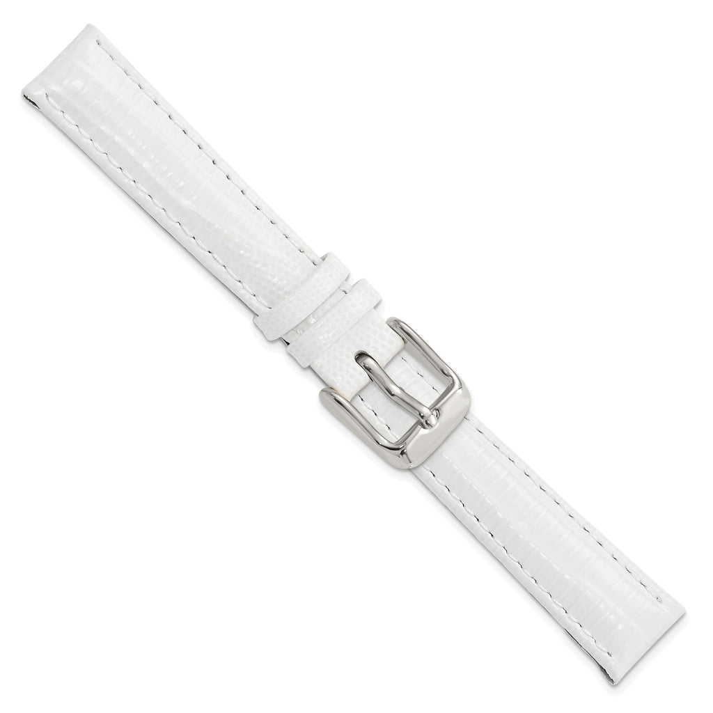Teju Lizard Grain Leather Watch Band in White, 22mm
