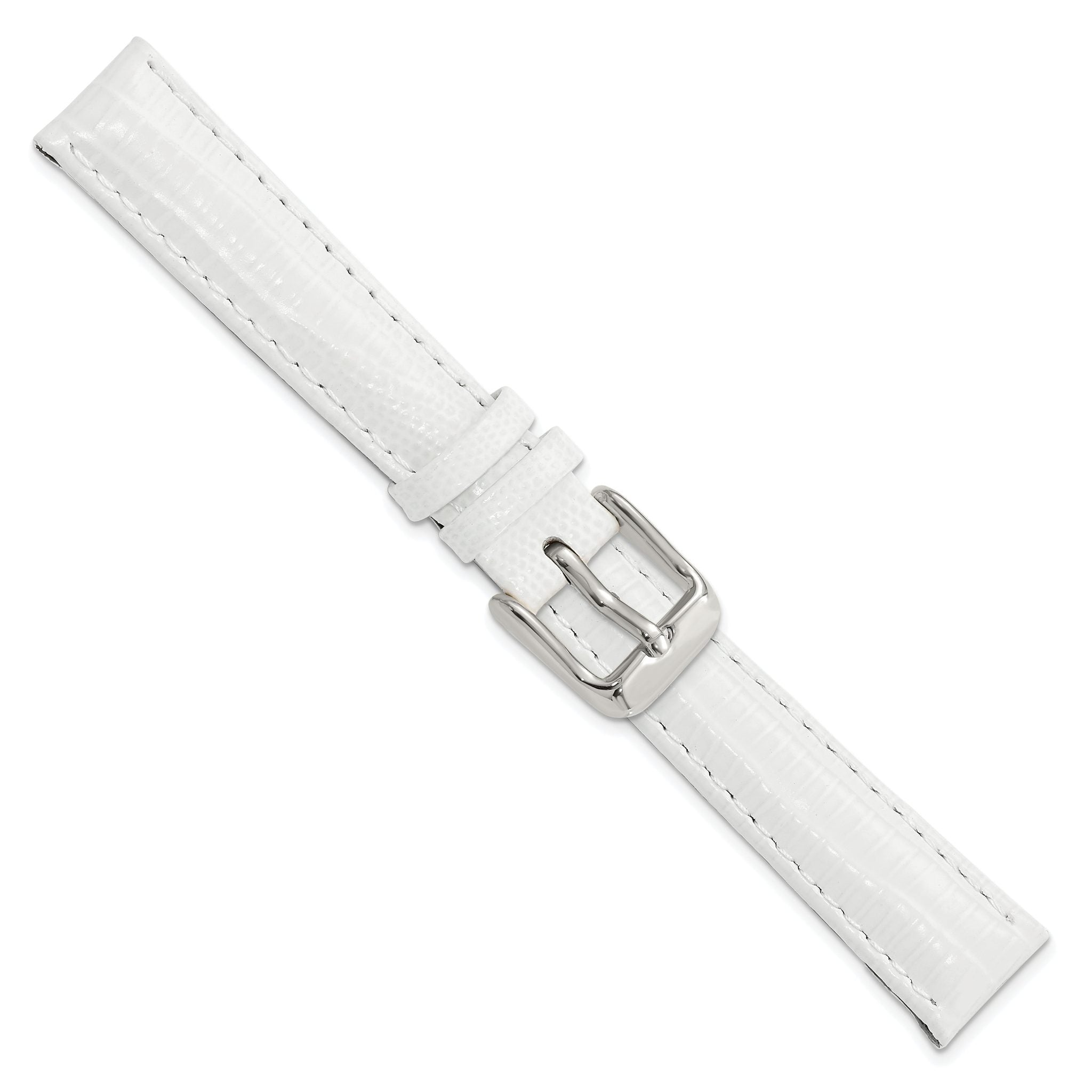 Teju Lizard Grain Leather Watch Band in White, 22mm