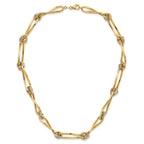 14K Two-tone Polished and Diamond-cut Fancy Link Necklace