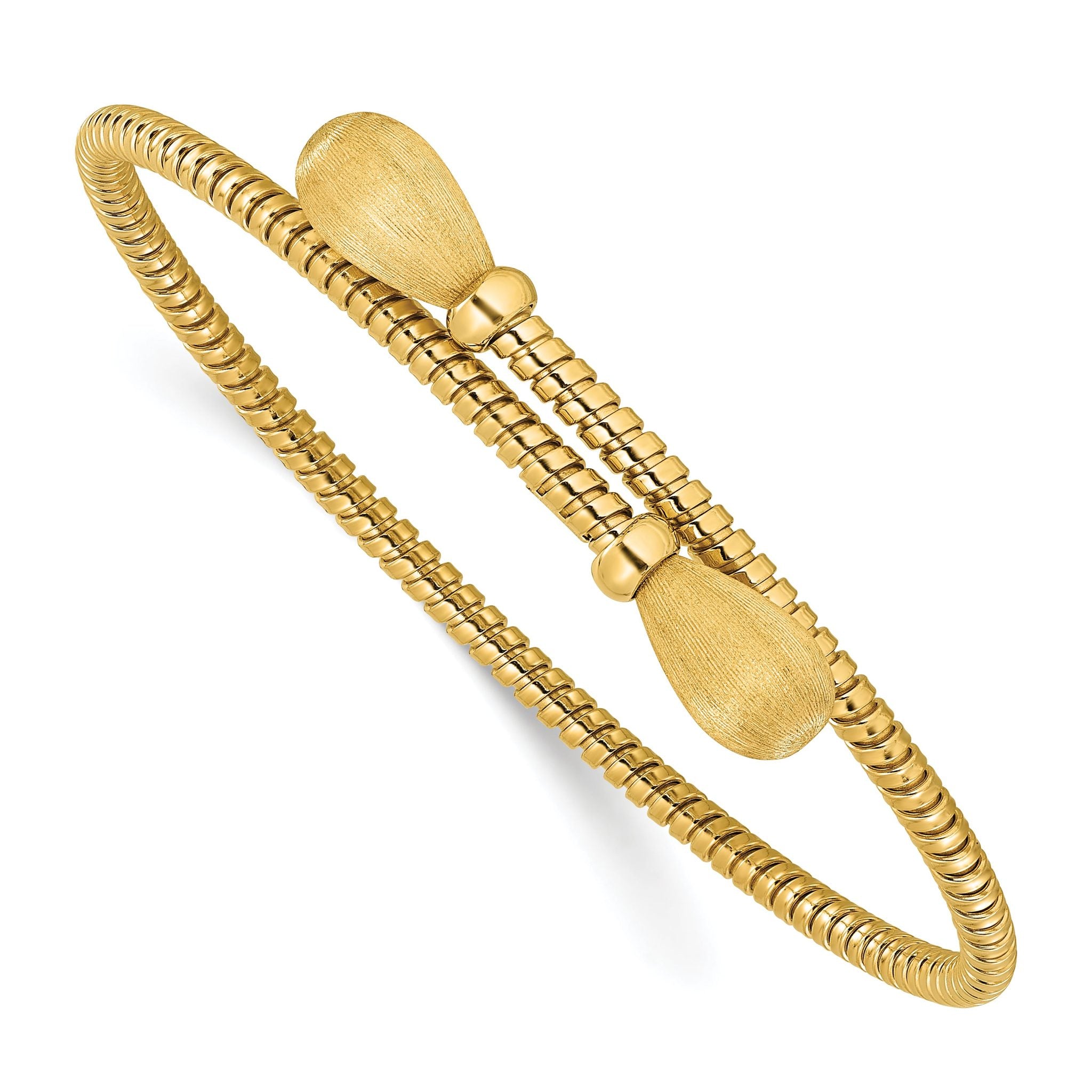 14K Polished and Brushed Bypass Cuff Bangle Main image