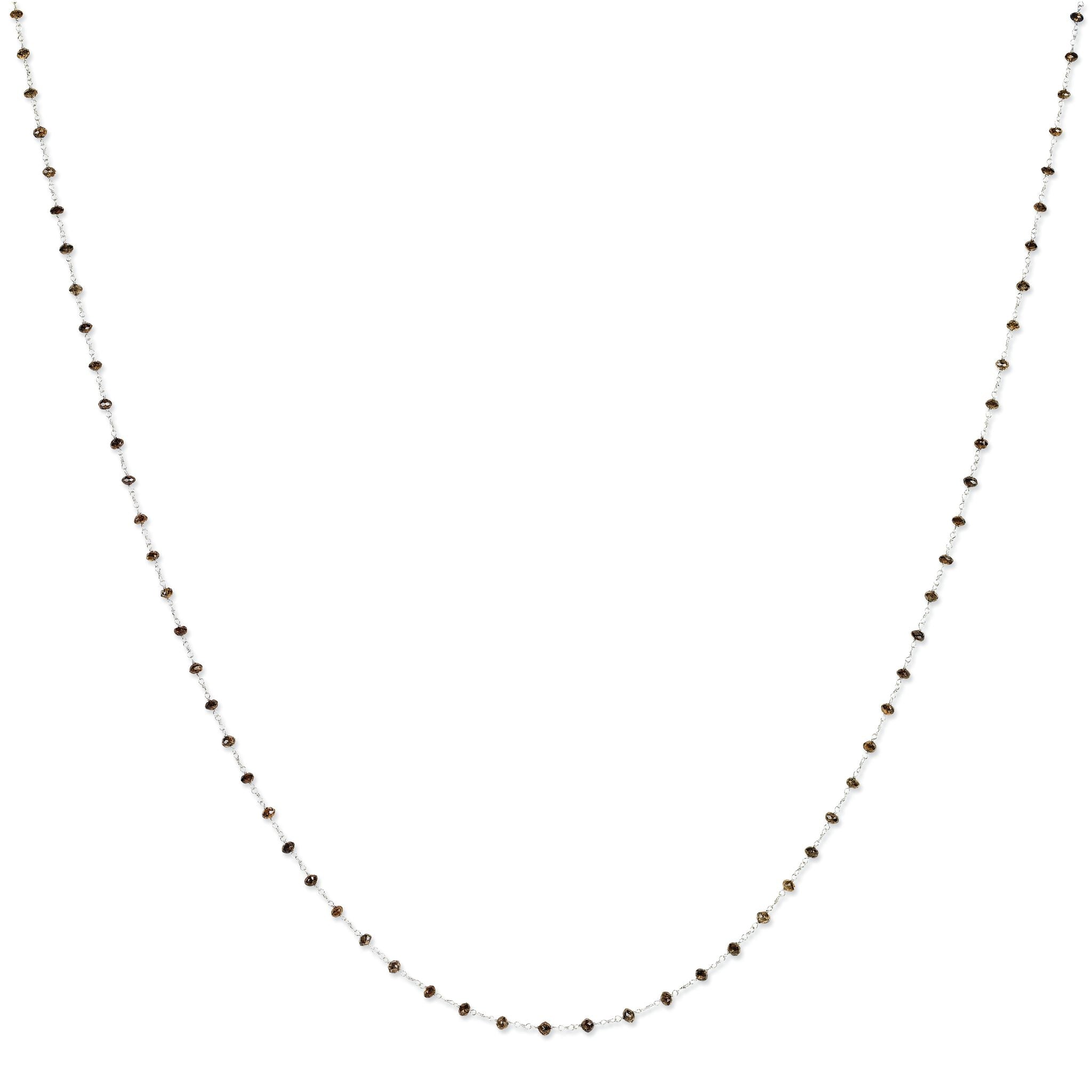 14k White Gold Coffee Brown Diamond Briolette Necklace Main image
