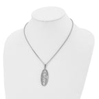 Stainless Steel Polished Wire Designed Oval 18in Necklace