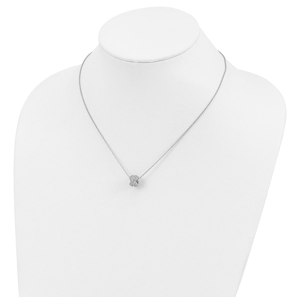 Sophia Jewelers 925 Sterling Silver Love Knot Necklace with CZ Stones