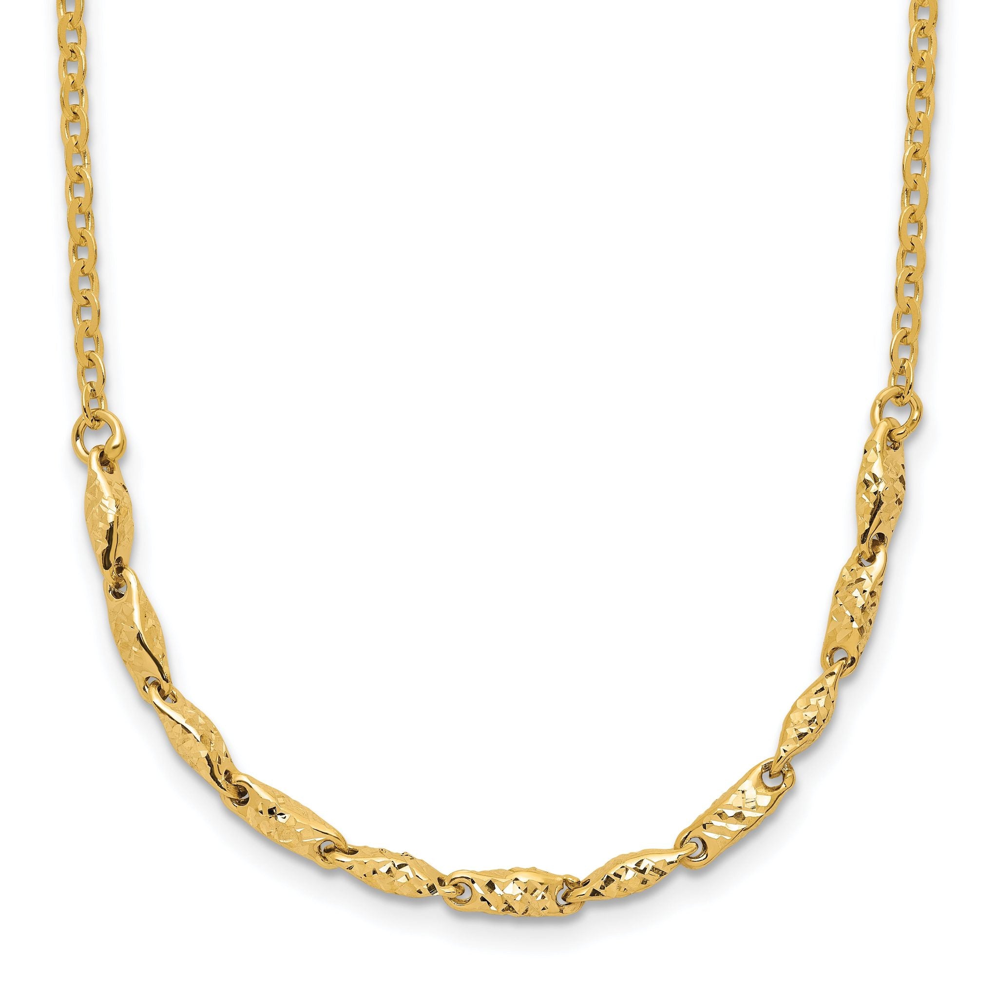 14K Polished and Diamond-cut with 1in ext. Necklace Main image