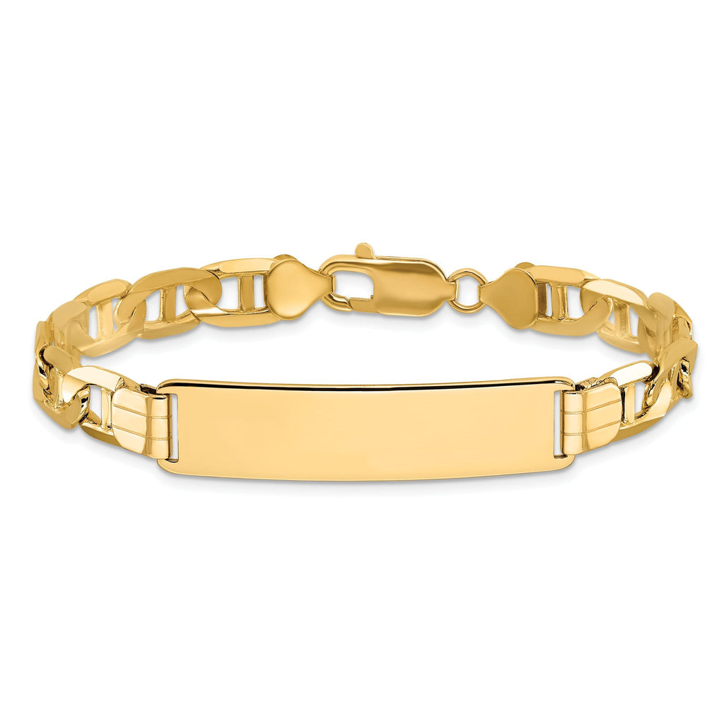 14k Polished Solid Chain/Solid Plate Anchor Link 37x10mm Plate 8 inch ID Bracelet