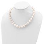 Sterling Silver Rhodium-plated 11-12mm White Near-Round Freshwater Cultured Pearl 18 inch Necklace