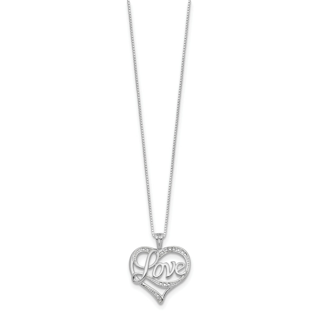Sterling Silver Rhodium-plated Diam. Love Necklace