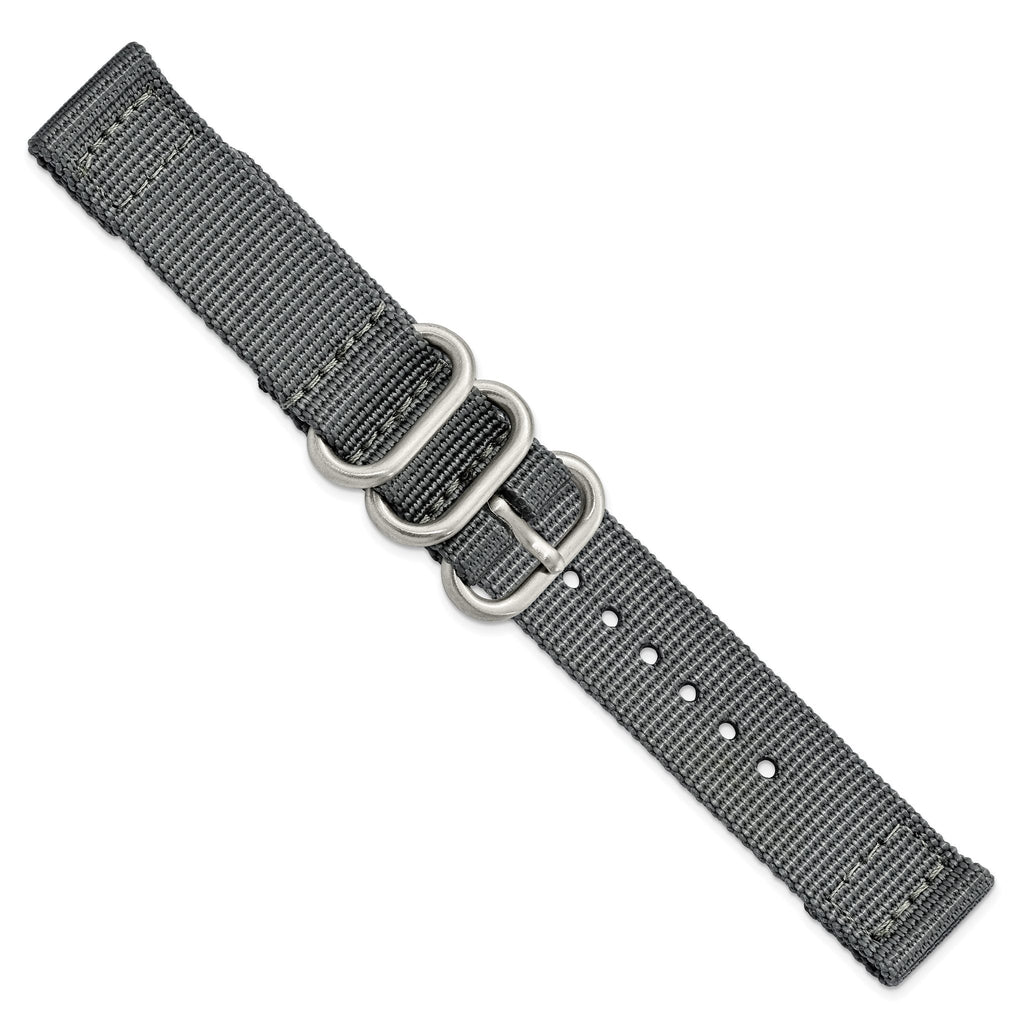 Two-Piece Ballistic Nylon Watch Band in Grey, 24mm