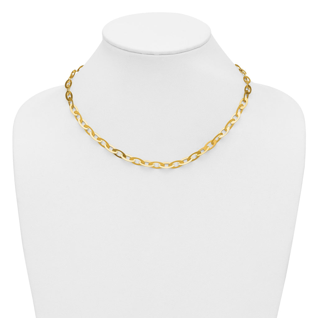 14K Polished Fancy Oval Link Necklace