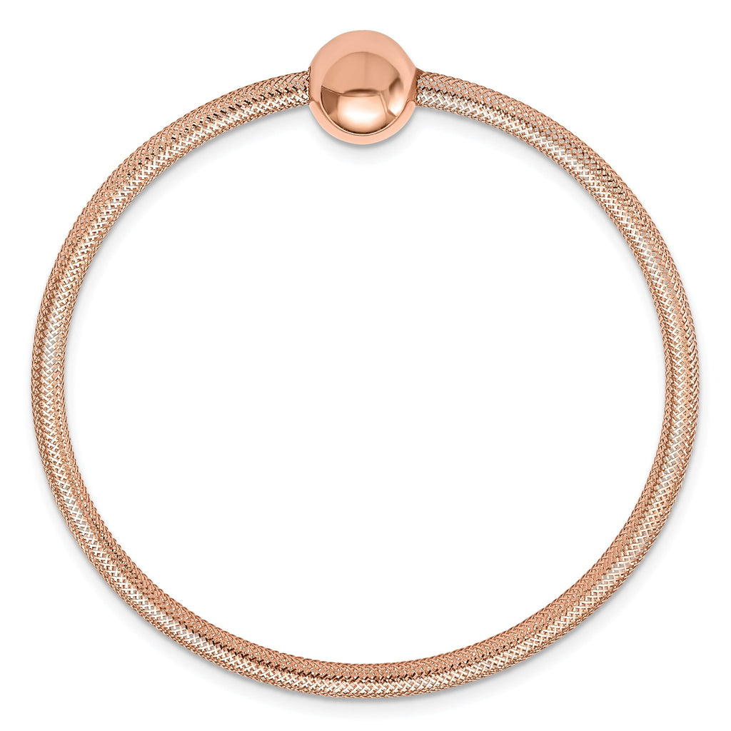 14K w/Rose Gold-plating Polished with Bead Stretch Bracelet