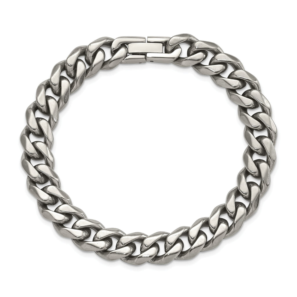 Polished Curb Bracelet in Titanium, 10mm
