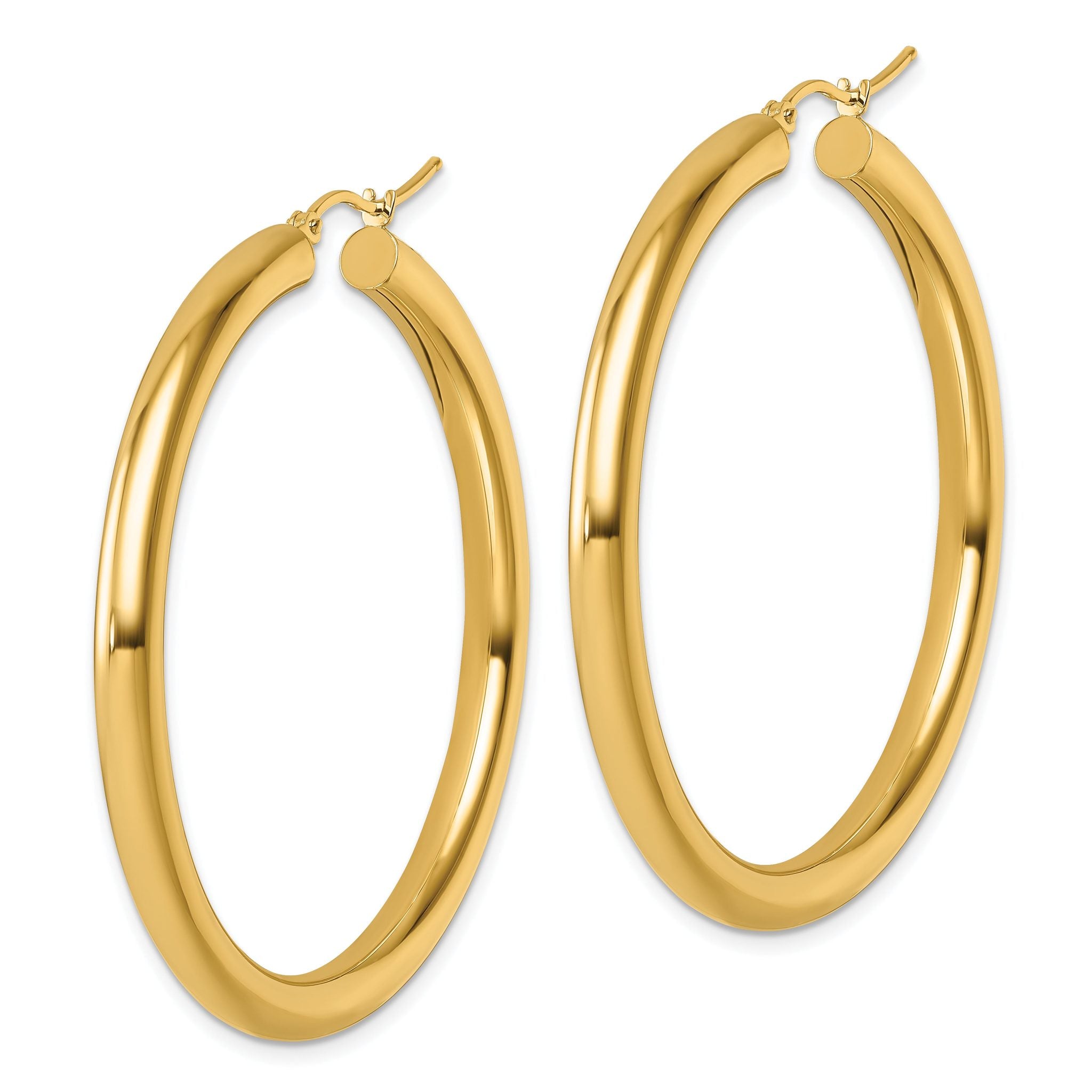 14k Polished 4mm Polished Hoop Earrings Secondary image