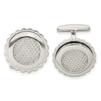 Polished & Textured Round Cufflinks in Stainless Steel