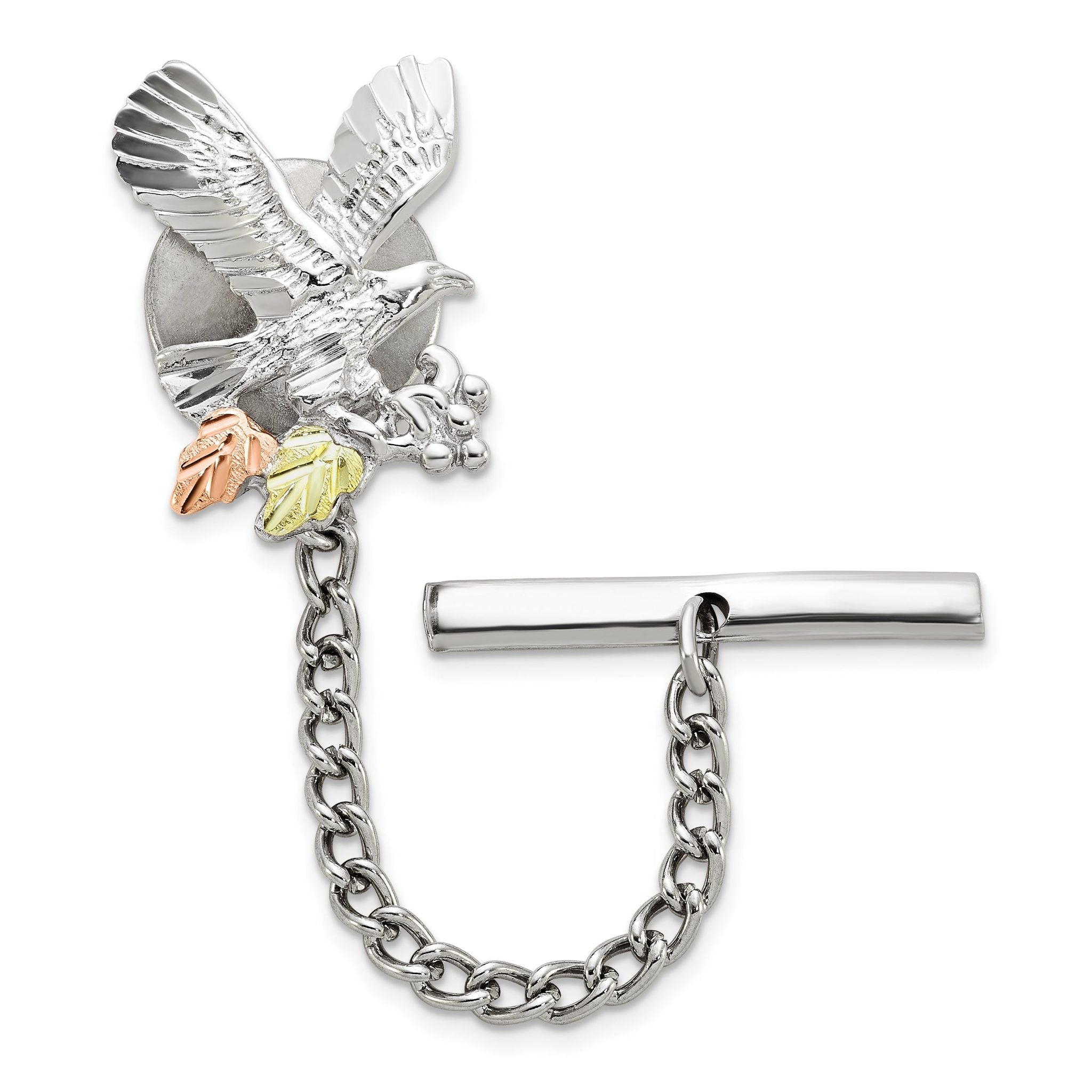 Sterling Silver Gold-Accented Eagle Tie Tac with Rhodium Polish Main image