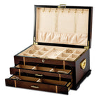 Luxury Giftware High GloSterling Silver Rustic Burlwood Veneer w/Walnut and Scrolled Inlay 2-drawer Locking Wooden Jewelry Chest