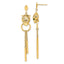 14k Polished Green Enamel Tiger Post Dangle Earrings