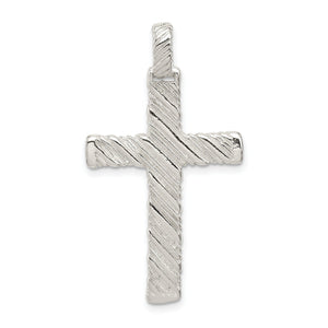 Latin Cross Charm in Sterling Silver, 40mm Satin & Textured - Sophia Jewelers