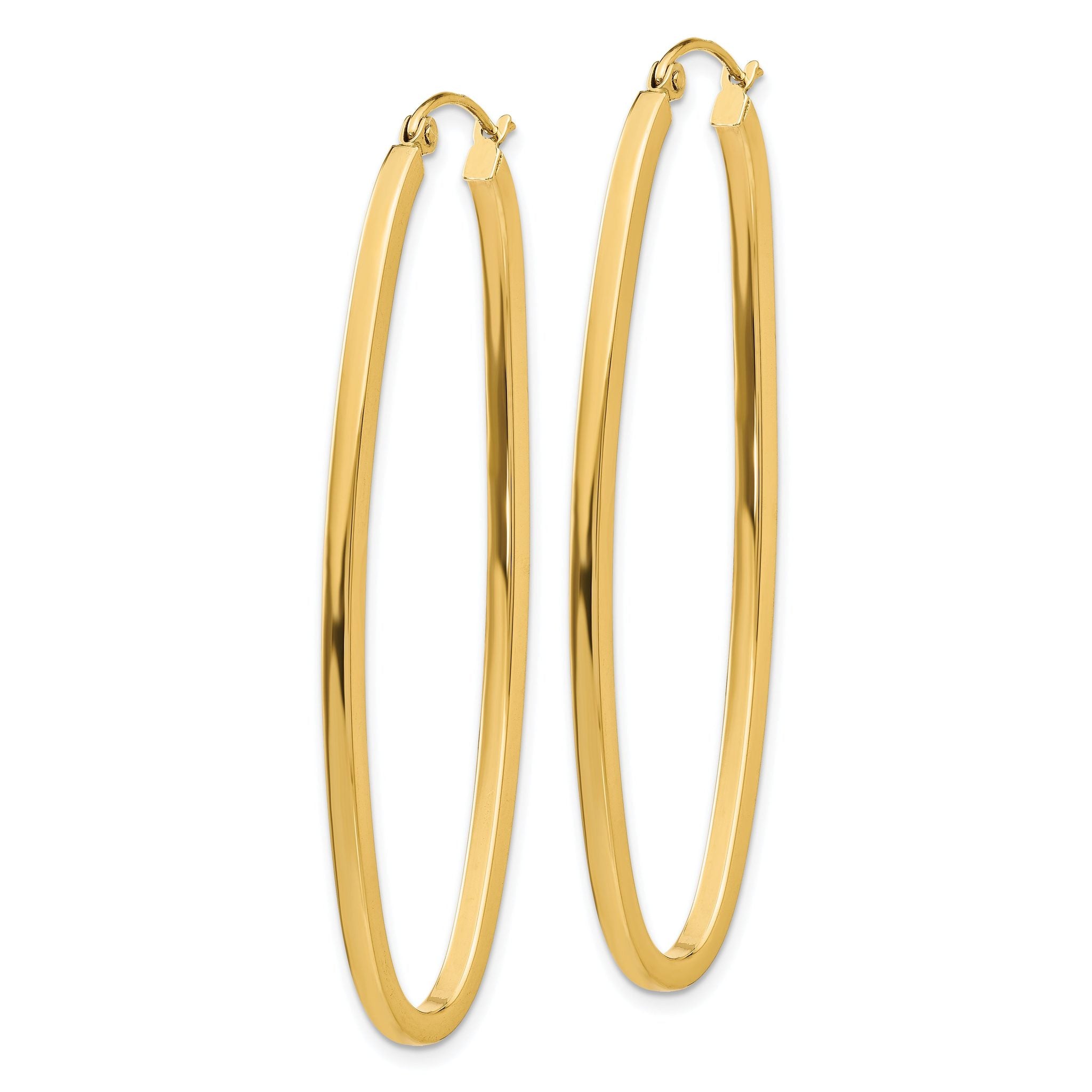 14k 2mm Large Oval Hoop Earrings Secondary image