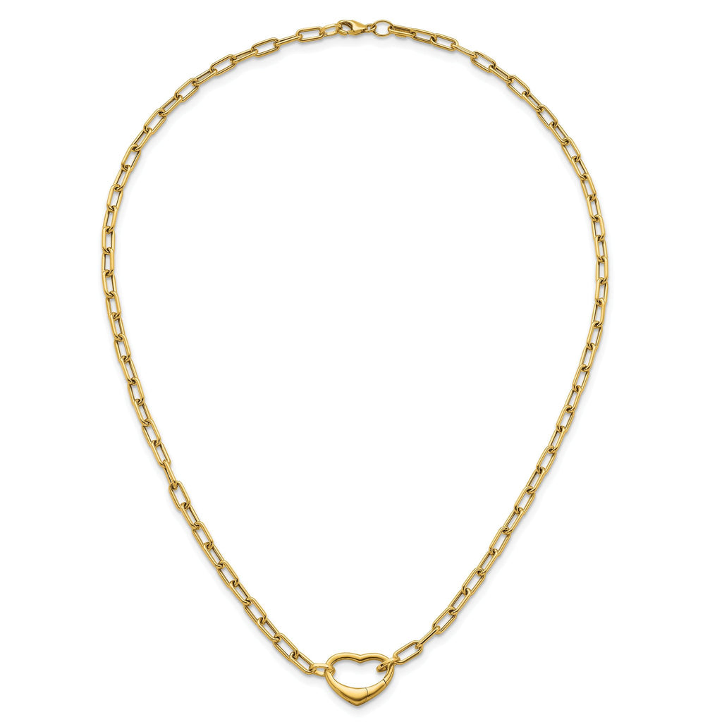 14k Polished Oval Link with Heart Clasp 18 inch Necklace able to Convert to Bracelet