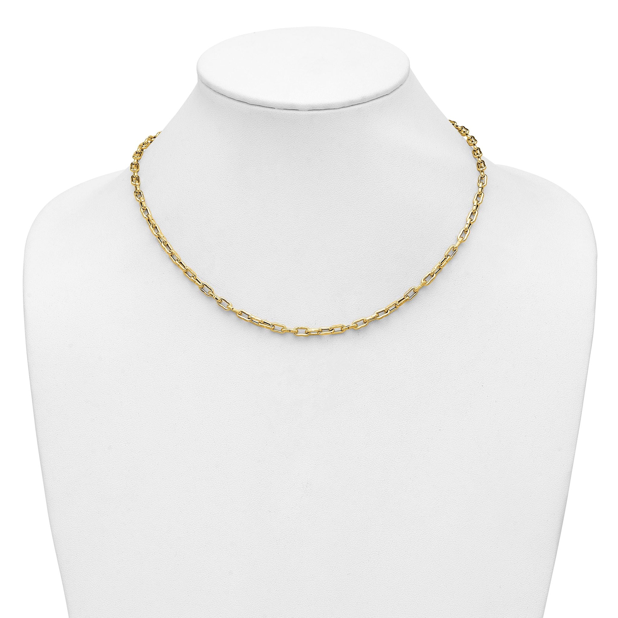 14K Polished Textured Fancy Link Necklace
