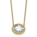 14k 3 carat Certified Lab Grown Diamond VS+ F+ Oval Complete 18 inch Bezel Set Necklace