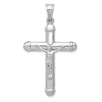 14K White Gold Reversible Crucifix Pendant with Polished Rhodium Finish