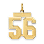 14K Gold Satin-Finish Number 56 Charm Elegant Laser-Cut Medium Pendant