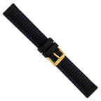 Ventilated Silicone Watch Band in Black with Blue Stitching, 18mm