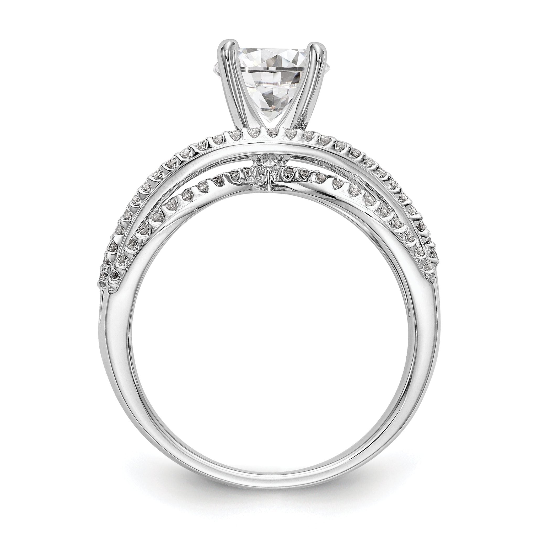 14K White Gold Criss-Cross Peg Set 3/8 carat Diamond Semi-mount Engagement Ring Secondary image