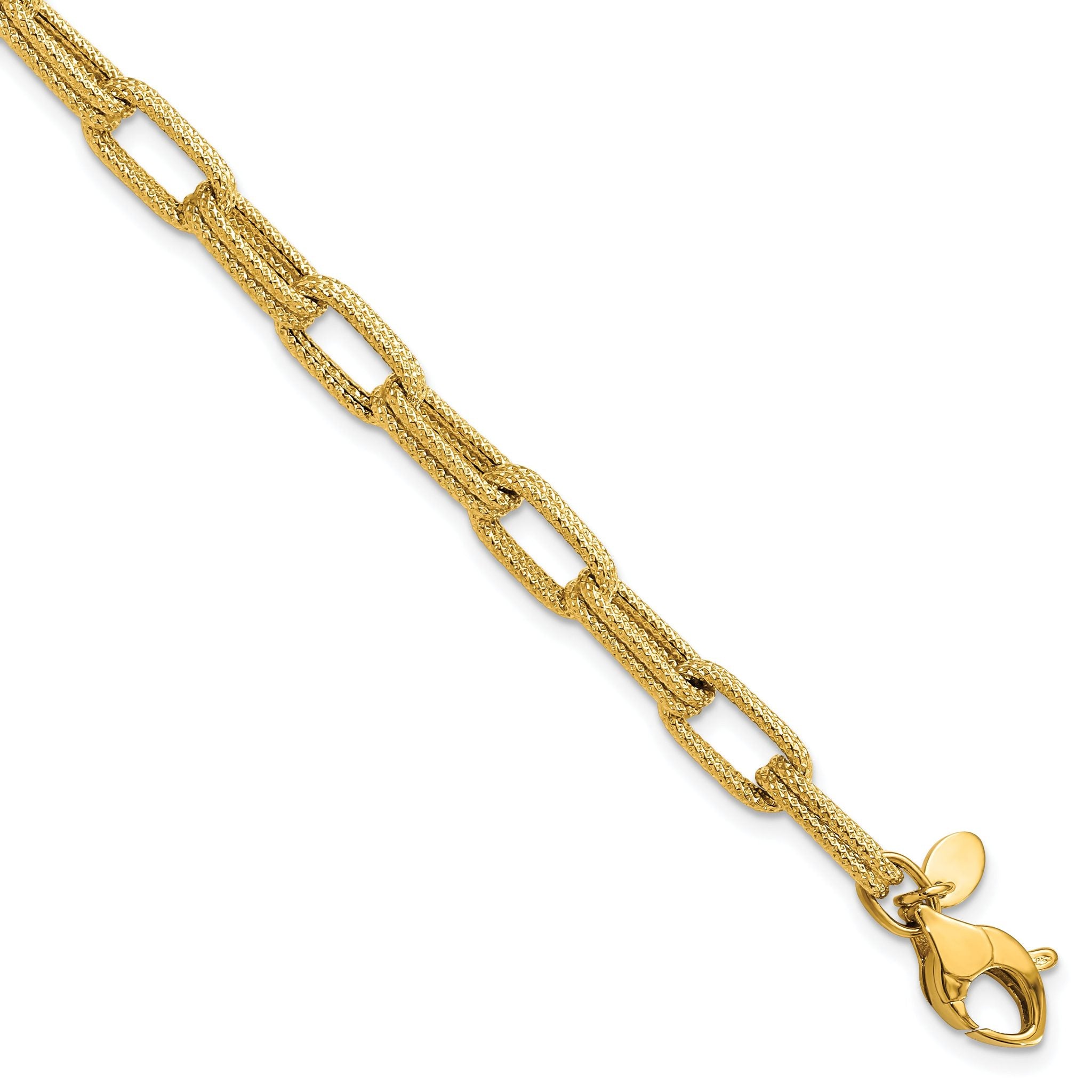 14k Polished Textured Fancy Link Bracelet Main image