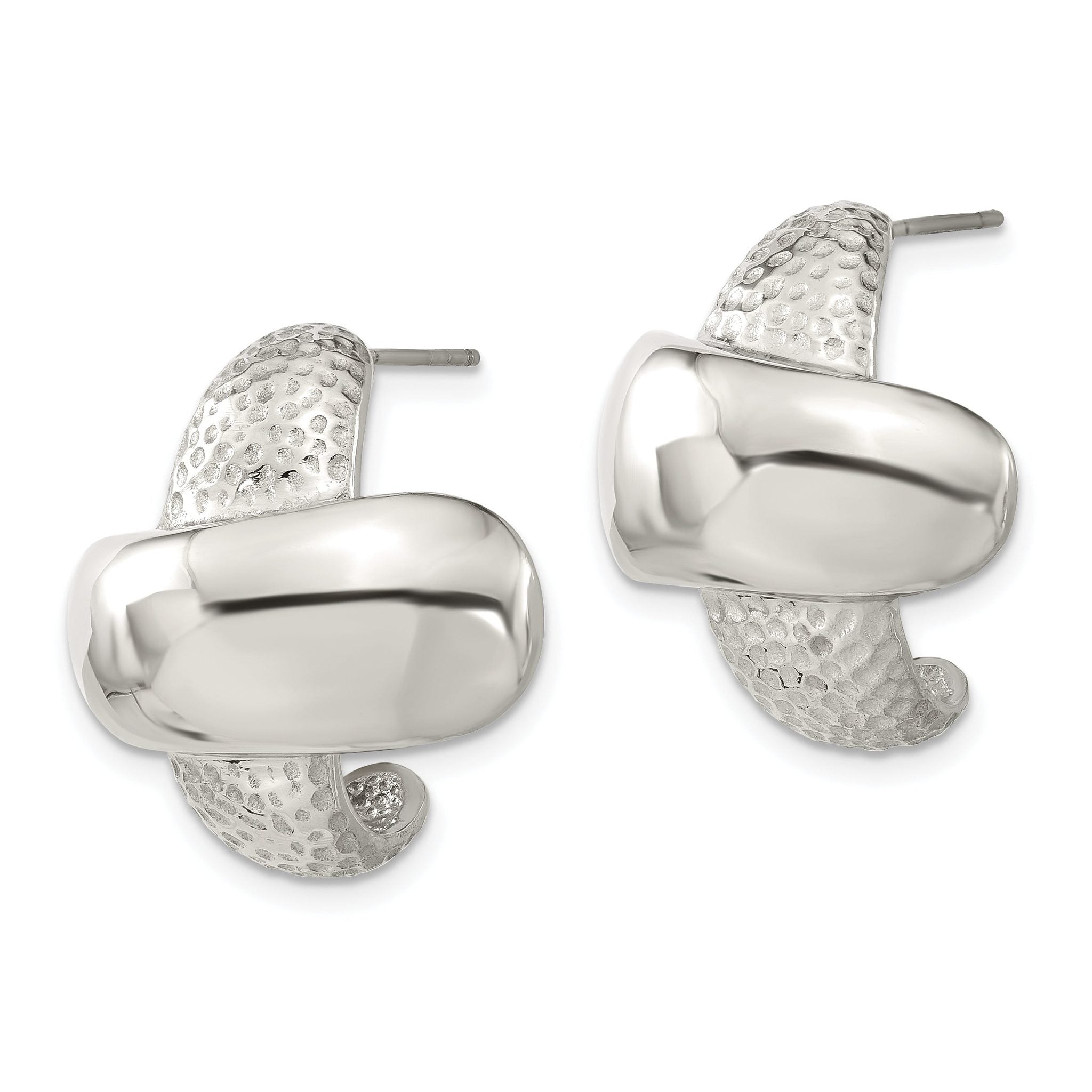 Stainless Steel Polished Textured Button Earrings for Women Secondary image