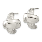 Stainless Steel Polished Textured Button Earrings for Women