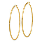 14k Polished 2x65mm Lightweight Tube Hoop Earrings