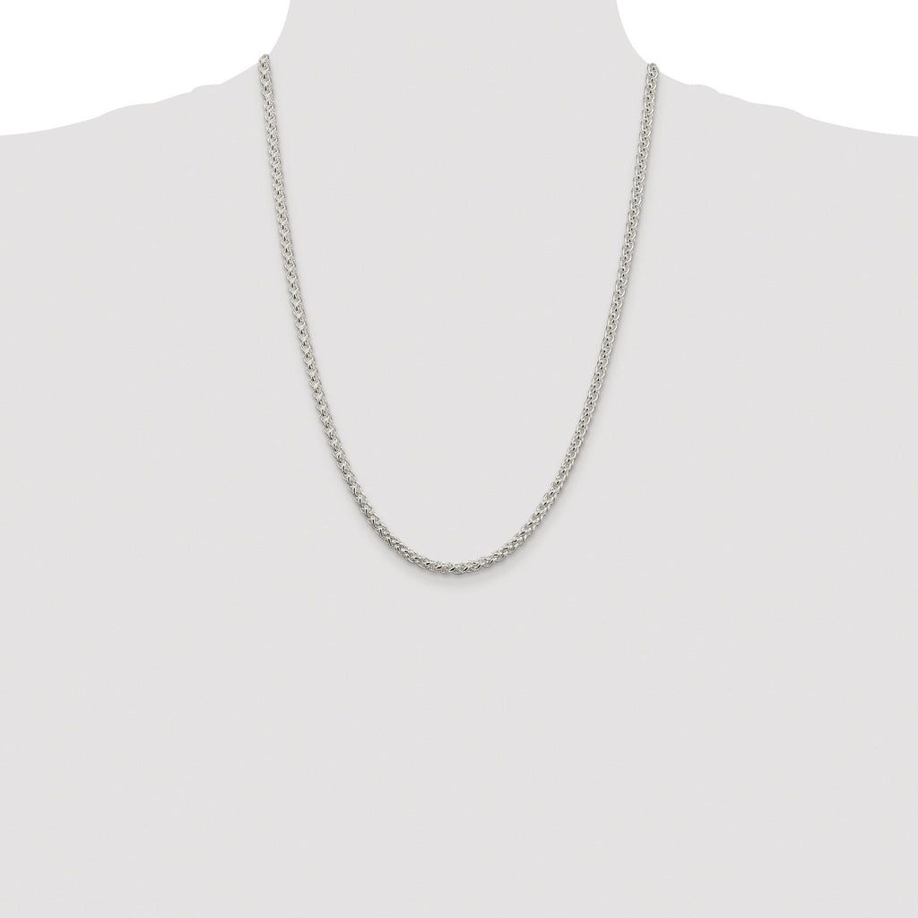 Sterling Silver Rhodium-plated 4mm Round Spiga Chain