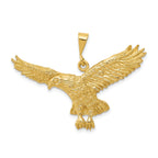 14K Gold Eagle Pendant with Polished Textured Finish for Men