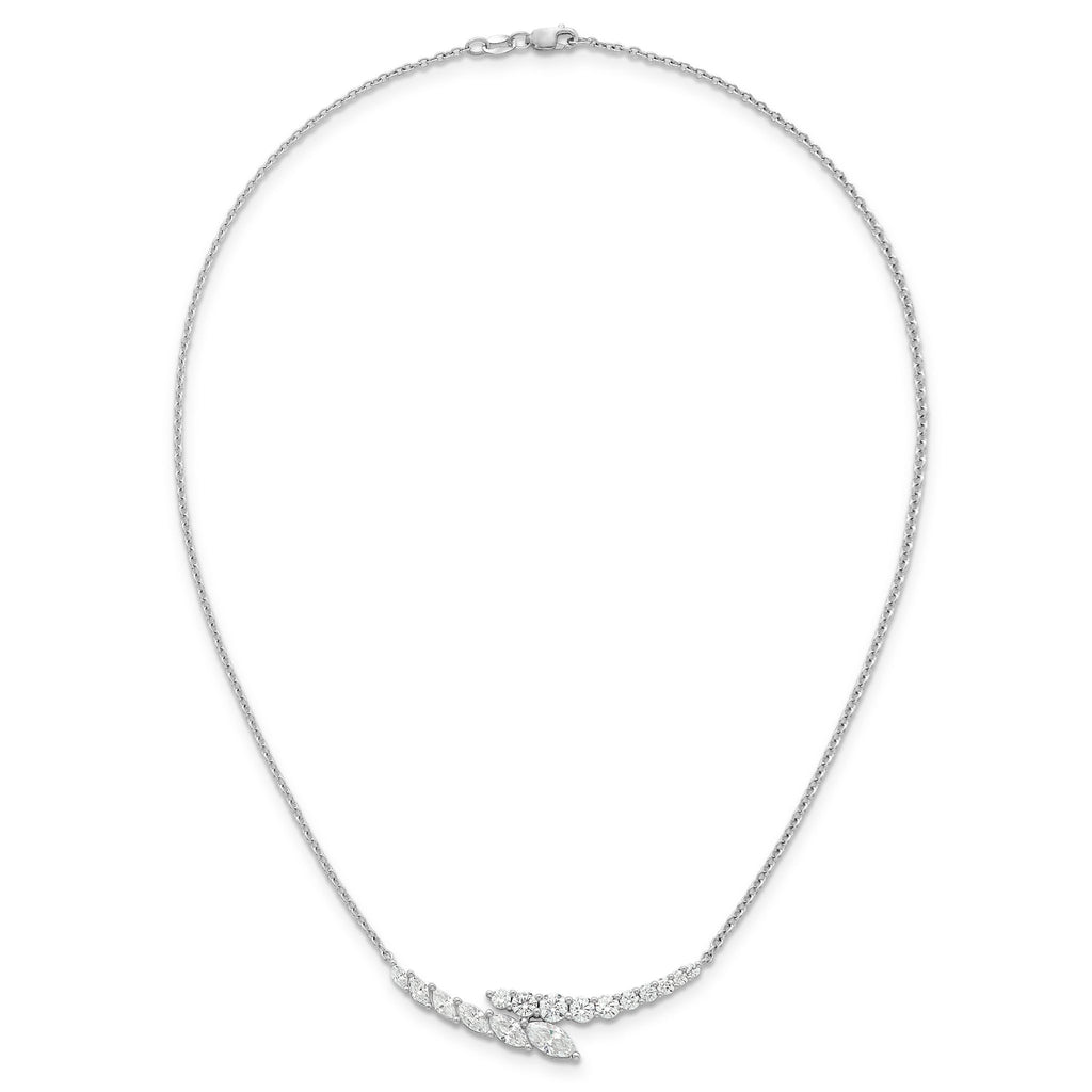 14k White Gold 3 carat Lab Grown Diamond VS/SI+ G+ Complete 18 inch Fashion Bar Necklace