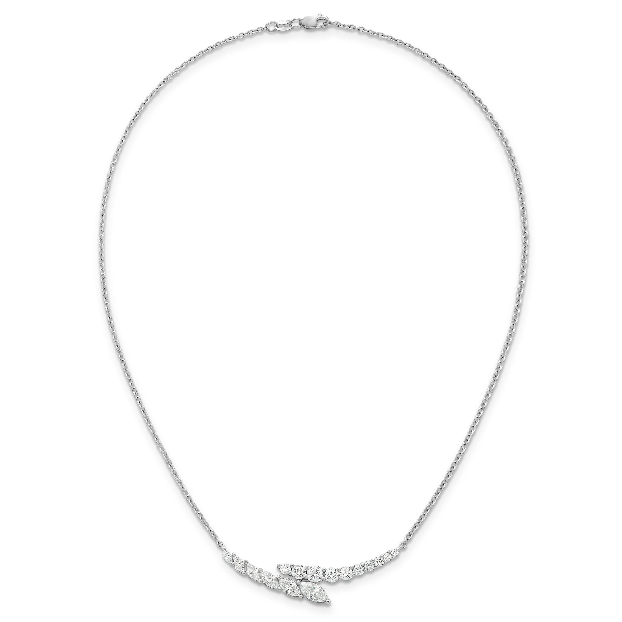 14k White Gold 3 carat Lab Grown Diamond VS/SI+ G+ Complete 18 inch Fashion Bar Necklace