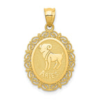 14K Gold Aries Zodiac Pendant with Polished Satin Finish
