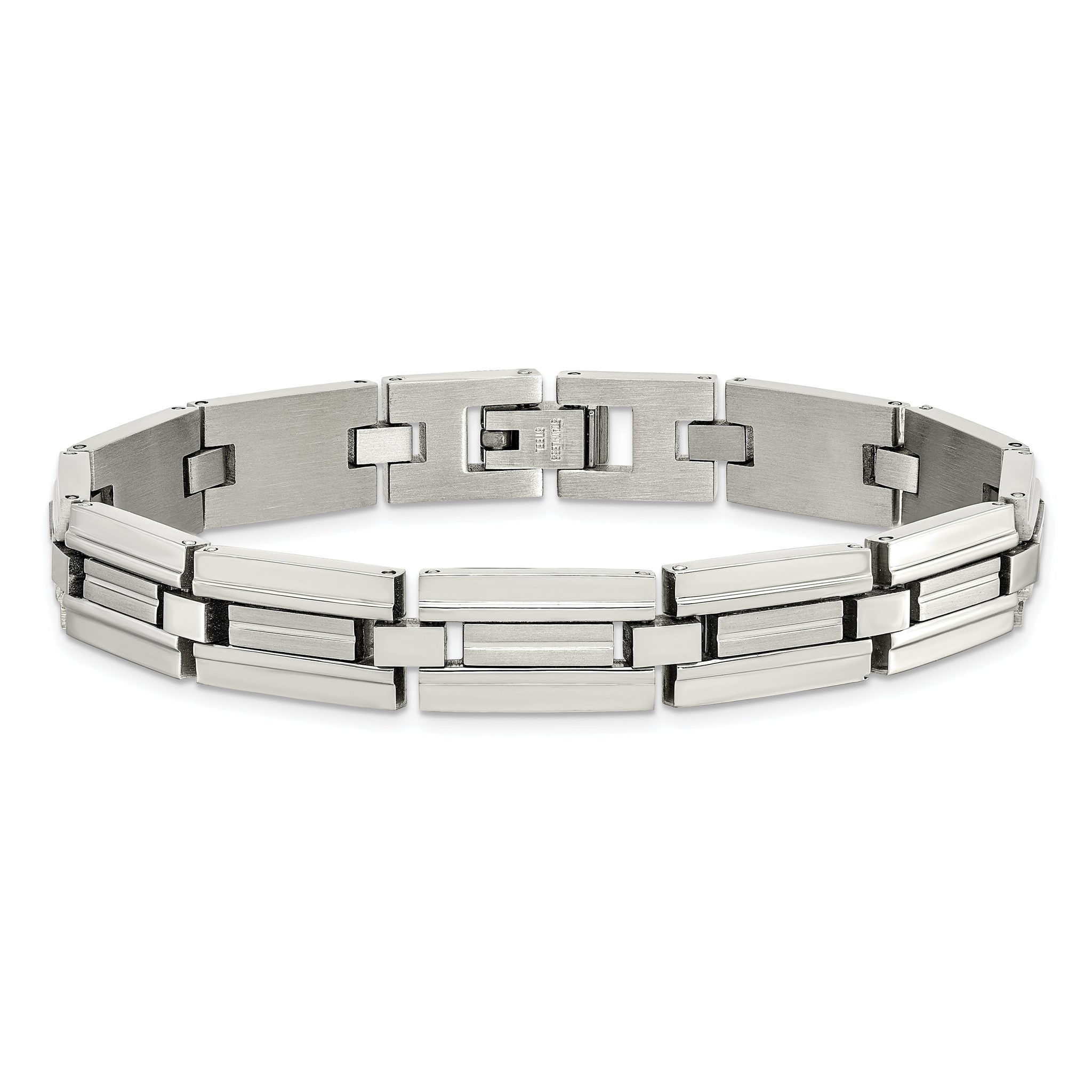 Stainless Steel Brushed and Polished Link Bracelet for Men