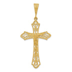 14K Gold Satin Diamond-Cut Crucifix Pendant Elegant Design