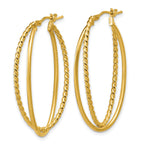 14K Polished and Twisted Criss-cross Oval Hoop Earrings