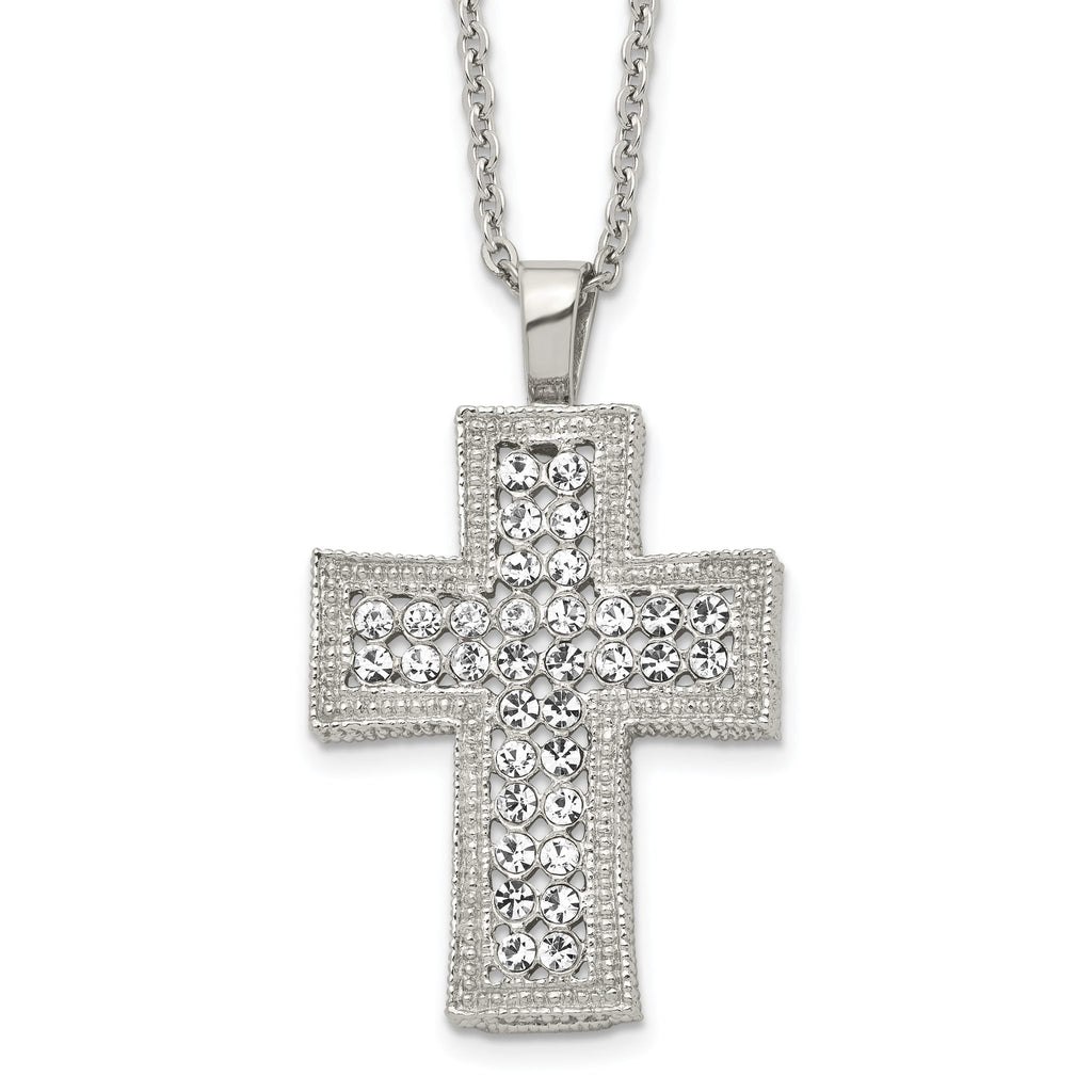 Crystal Cross Necklace in Stainless Steel