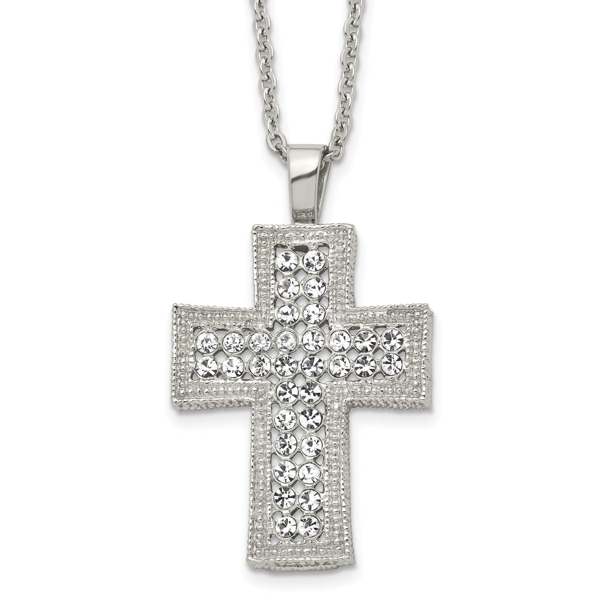 Crystal Cross Necklace in Stainless Steel