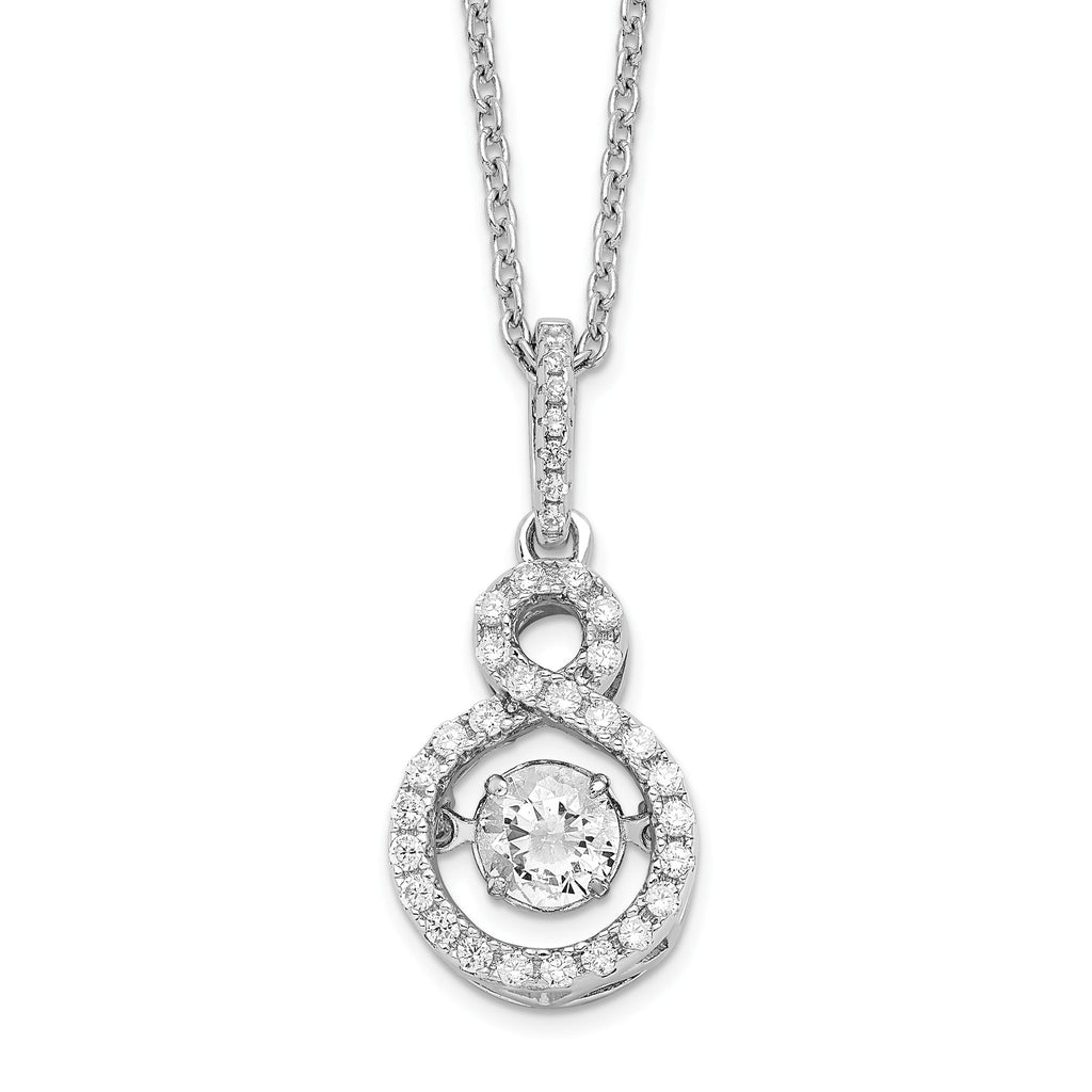 Sophia Jewelers Sterling Silver CZ Infinity Necklace with Moving Center