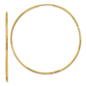 Endless Hoop Earrings in 14K Yellow Gold, 1.2x50mm Diamond-Cut - Sophia Jewelers